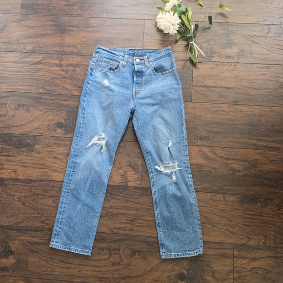 Levi's 501 Distressed Blue Jeans - Picture 1 of 12